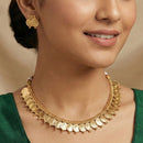 Js Fashion  Traditional High Gold Finish Coin Temple Necklace Set