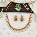 Js Fashion  Premium Antique Full Stone Pearl Necklace Set with Earrings