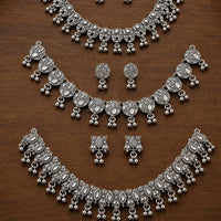Js Fashion Oxidized Silver Beaded Designer Necklace Set