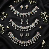 Js Fashion Oxidized Silver Beaded Designer Necklace Set