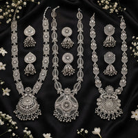 Js Fashion Oxidized Silver Beaded Designer Necklace Set