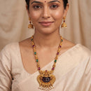 Js Fashion  Designer Temple Jewellery Necklace Set with Jhumka Earrings