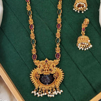 Js Fashion  Designer Temple Jewellery Necklace Set with Jhumka Earrings