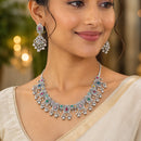 Js Fashion Oxidized Silver Beaded Designer Necklace Set