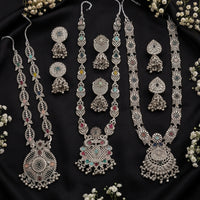 Js Fashion Oxidized Silver Beaded Designer Necklace Set