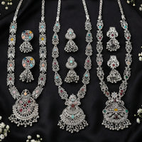 Js Fashion Oxidized Silver Beaded Designer Necklace Set