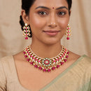 Js Fashion  Designer Full Stone Pearl Necklace Set with Earrings