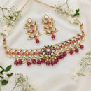 Js Fashion  Designer Full Stone Pearl Necklace Set with Earrings