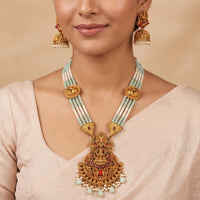Js Fashion  God Laxmi South Indian Temple Necklace Set High Gold