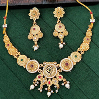 Js Fashion Beautiful Pota Stone And Pearl Necklace Set With Maching Earrings