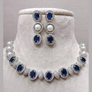 Exotica Collection American Diamond Blue Necklace Set