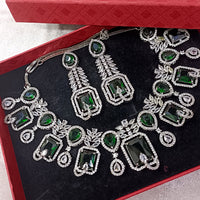 Exotica Collection American Diamond Green Necklace Set