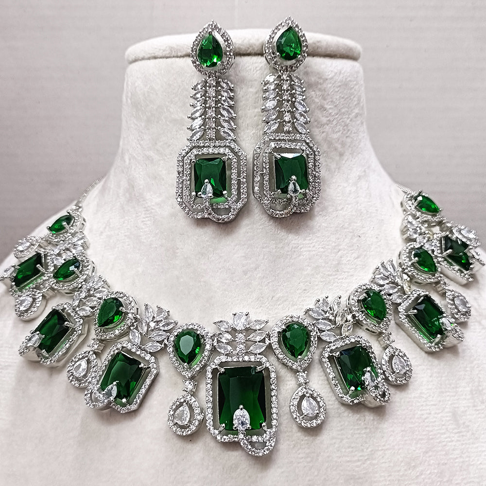 Exotica Collection American Diamond Green Necklace Set