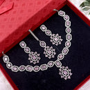 Exotica Collection American Diamond Pink Necklace Set With Maangtika