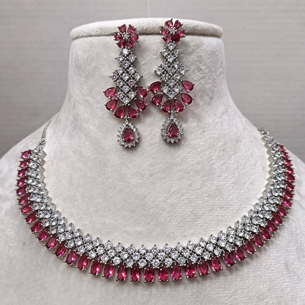 Exotica Collection American Diamond Ruby Necklace Set