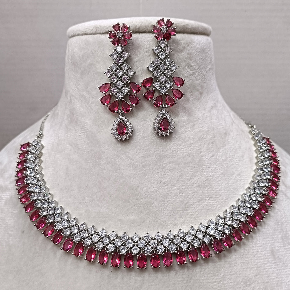 Exotica Collection American Diamond Ruby Necklace Set – JewelEMarket