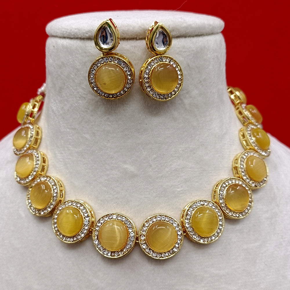 Exotica Collection American Diamond Yellow Necklace Set
