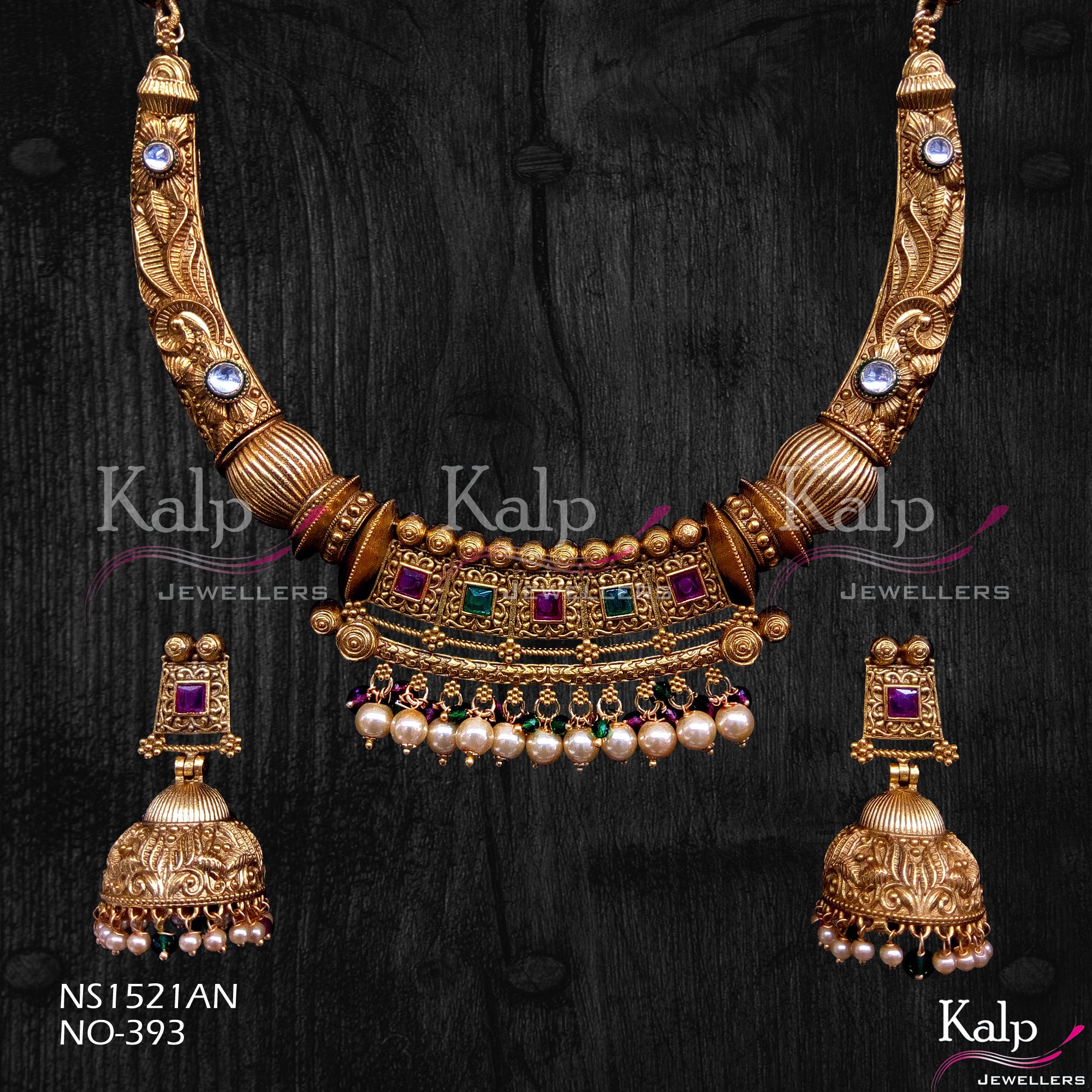 Kalp Jewellers Copper Gold Plated Necklace Set