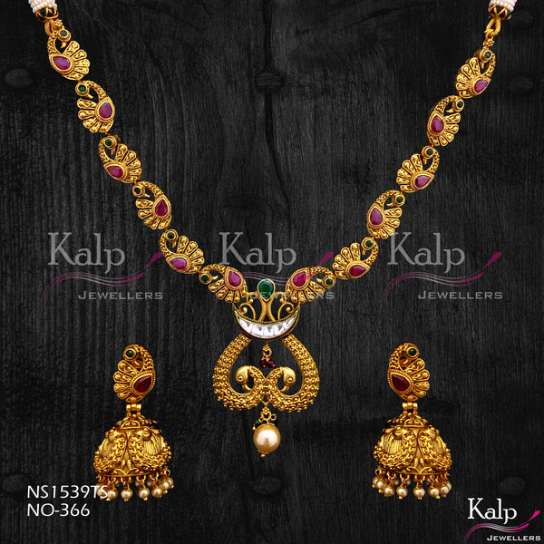 Kalp Jewellers Copper Gold Plated Necklace Set