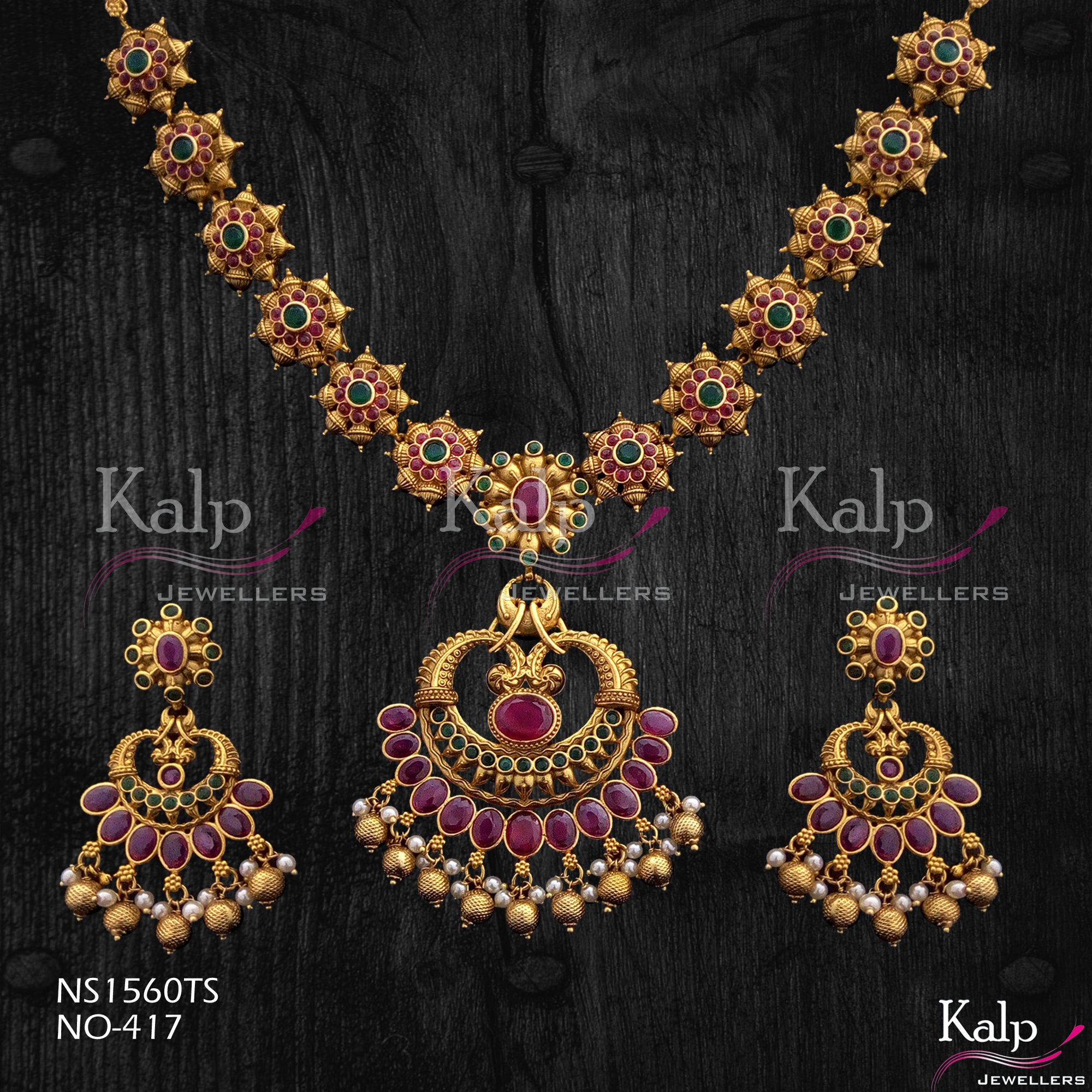 Kalp Jewellers Copper Gold Plated Necklace Set