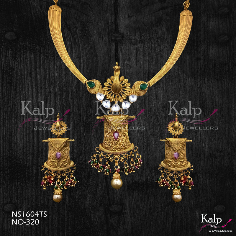 Kalp Jewellers Copper Gold Plated Necklace Set