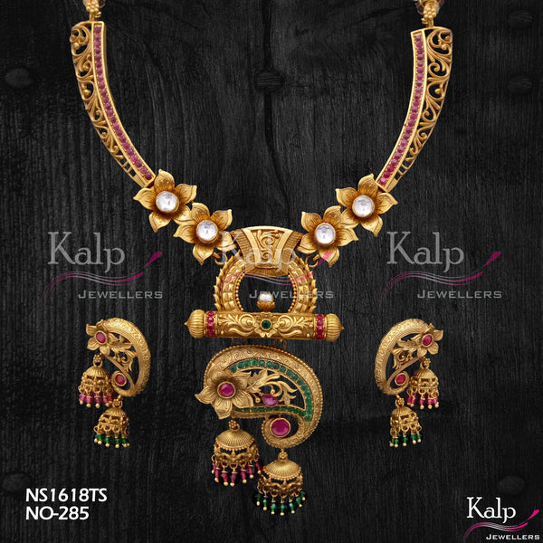 Kalp Jewellers Copper Gold Plated Necklace Set