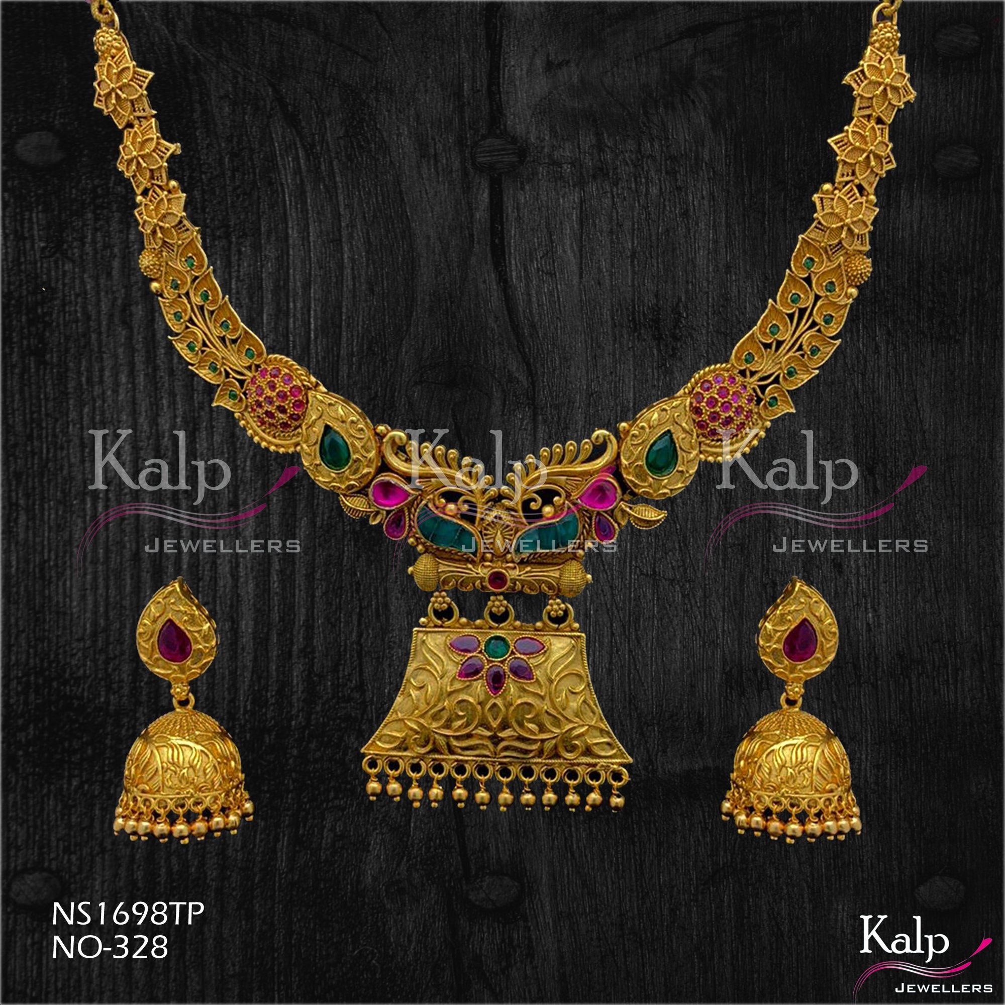 Kalp Jewellers Copper Gold Plated Necklace Set