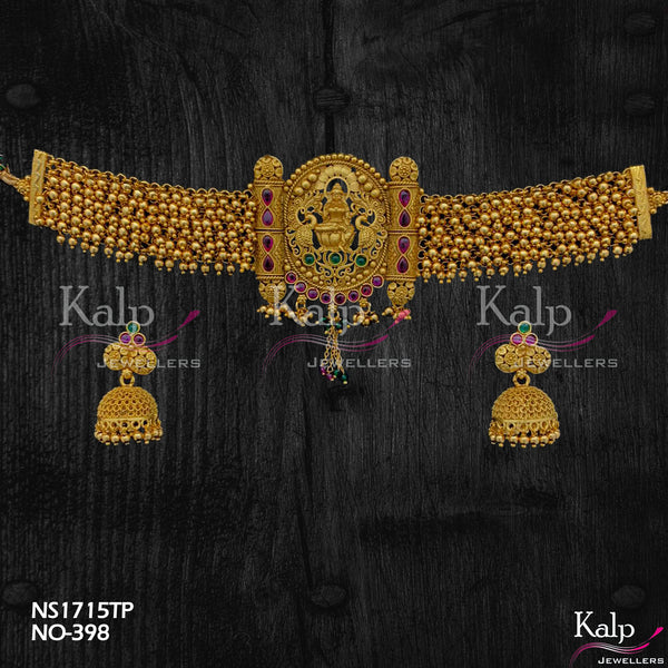 Kalp Jewellers Copper Gold Plated Choker Necklace Set