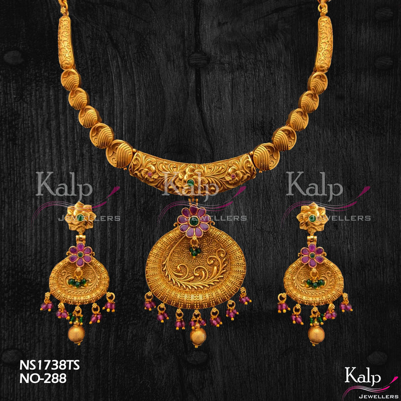 Kalp Jewellers Copper Gold Plated Necklace Set