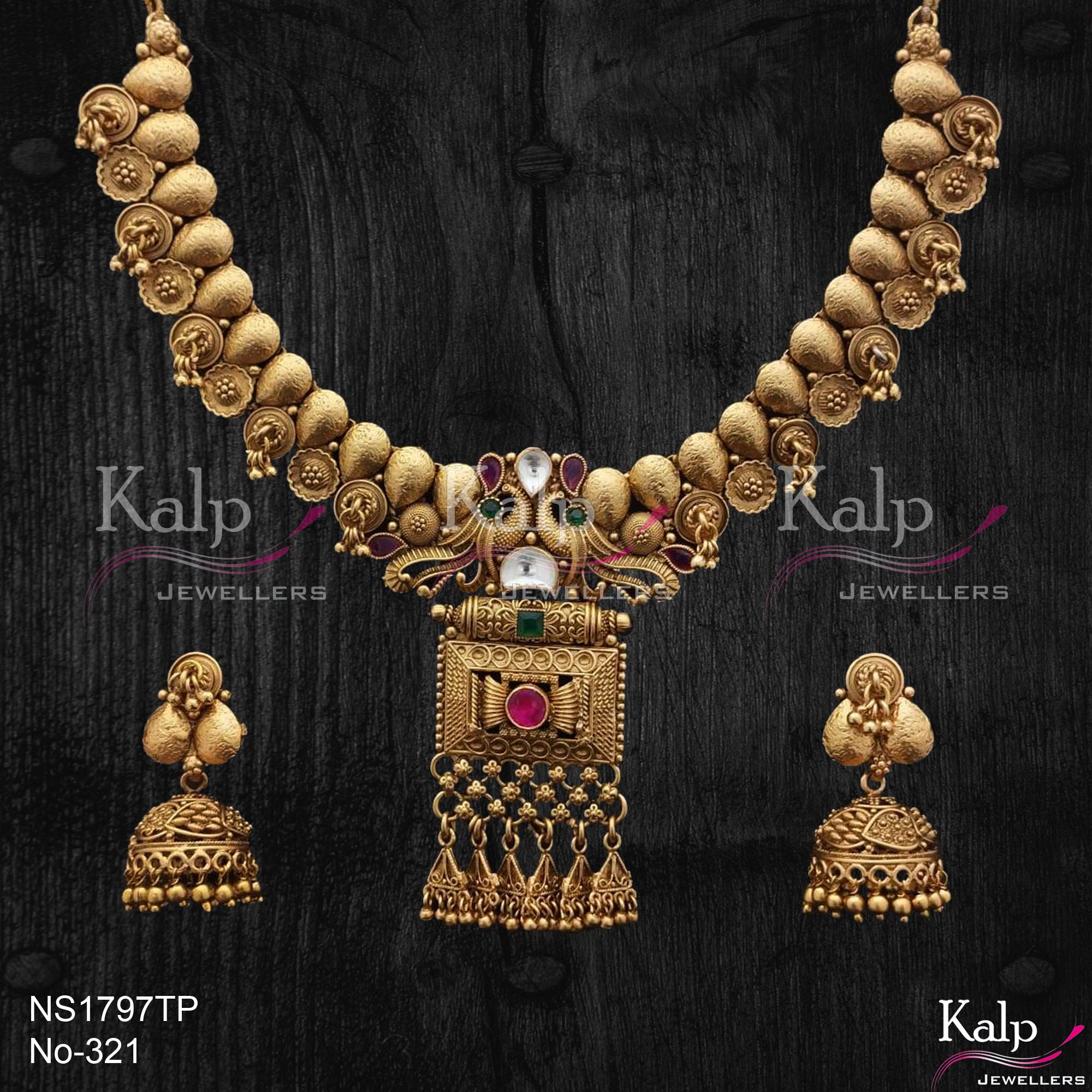 Kalp Jewellers Copper Gold Plated Necklace Set