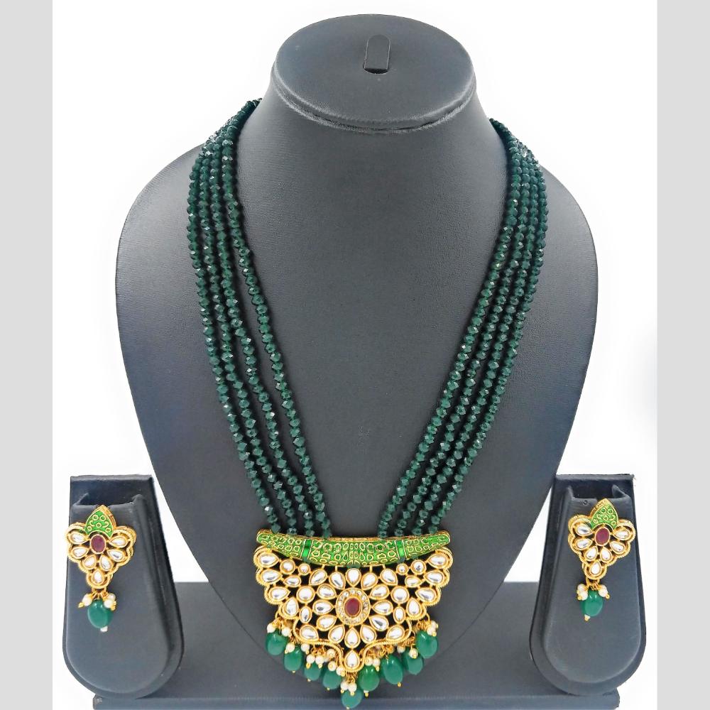 Knigght angel  Gold Plated Kundan And Beads Necklace Set