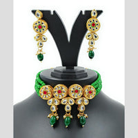 Knigght angel  Gold Plated Kundan And Beads Necklace Set