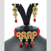 Knigght angel  Gold Plated Kundan And Beads Necklace Set