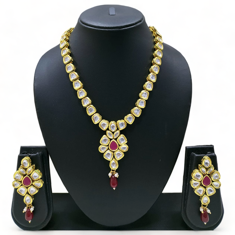 Gehana Mahal Gold Plated Kundan Necklace Set