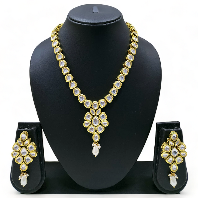 Knigght Angel Jewels Gold Plated Kundan Necklace Set