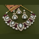 Arham Premium Gold Plated Designer Heavy Polki Kundan And Meenakari Choker Necklace Set