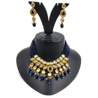 Gehana Mahal Gold Plated Kundan And Beads Necklace Set
