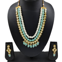 Gehana Mahal Gold Plated Kundan And Beads Multi Layer Necklace Set