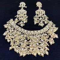 Gehana Mahal Gold Plated Kundan And Pearl Necklace Set