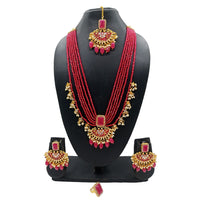 Gehana Mahal Gold Plated Multi Layer Beads Long Necklace Set