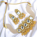 Gehana Mahal Gold Plated Kundan And Beads Choker Necklace Set