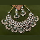 Arham Premium Gold Plated Designer Heavy Polki Kundan And Meenakari Necklace Set