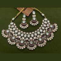 Arham Premium Gold Plated Designer Heavy Polki Kundan And Meenakari Necklace Set