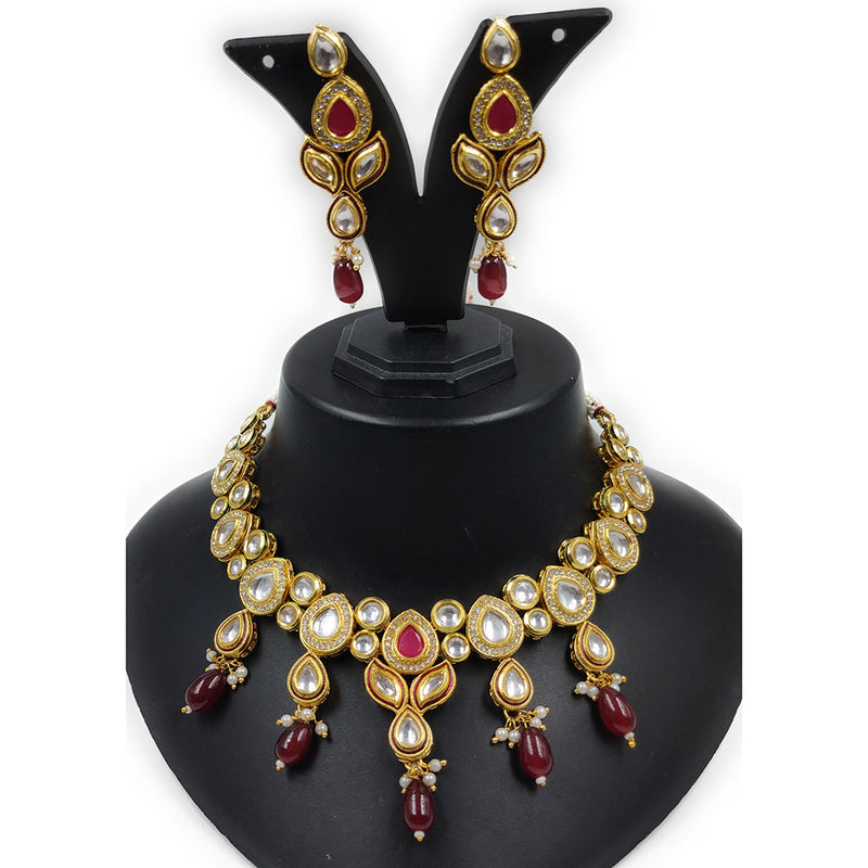 Gehana Mahal Gold Plated Kundan Necklace Set