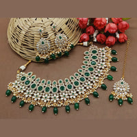 Gehana Mahal Gold Plated Kundan And Beads Necklace Set