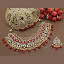 Gehana Mahal Gold Plated Kundan And Beads Necklace Set