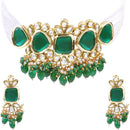 Gehana Mahal Gold Plated Kundan And Beads Choker Necklace Set