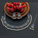 Gehana Mahal Oxidised Plated Crystal Stone Choker Necklace Set