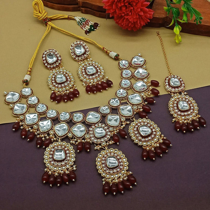 Gehana Mahal Gold Plated Kundan Stone Necklace Set