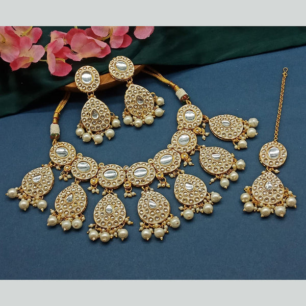 Gehana Mahal Gold Plated Kundan Stone Choker Necklace Set